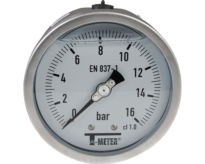 Full SS pressure gauge 1628 glycerine axial Ø100 1/2'' Class1 0/1,6b